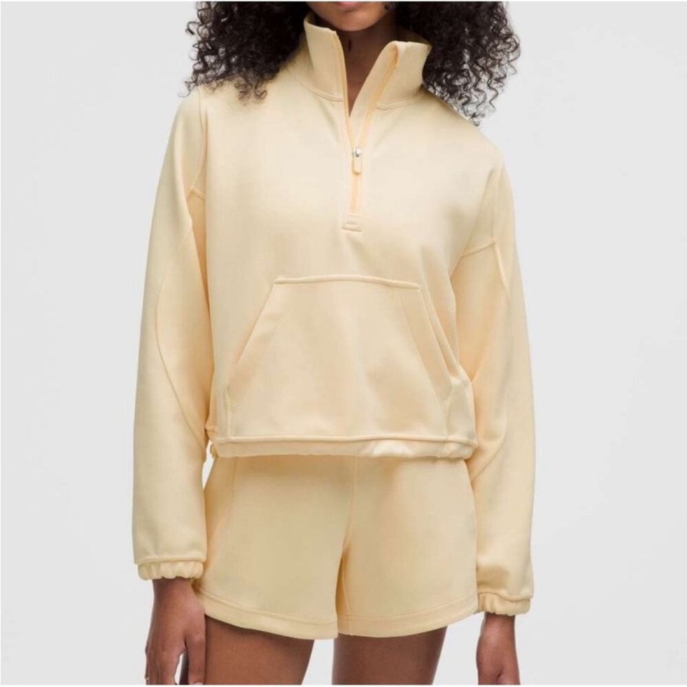Lululemon Brushed Softstreme half-zip hoodie butter cream